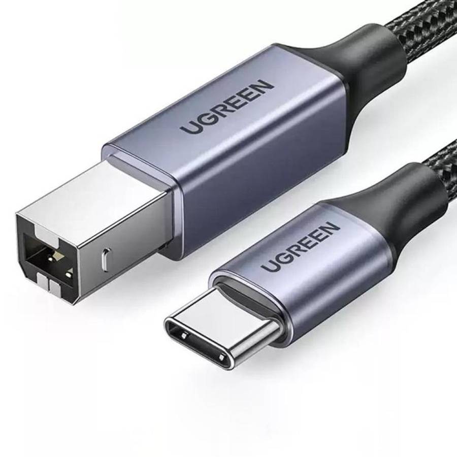 UGREEN US370 80805 USB C to USB B 2.0 Cable Braided Printer Cable, Length: 1m
