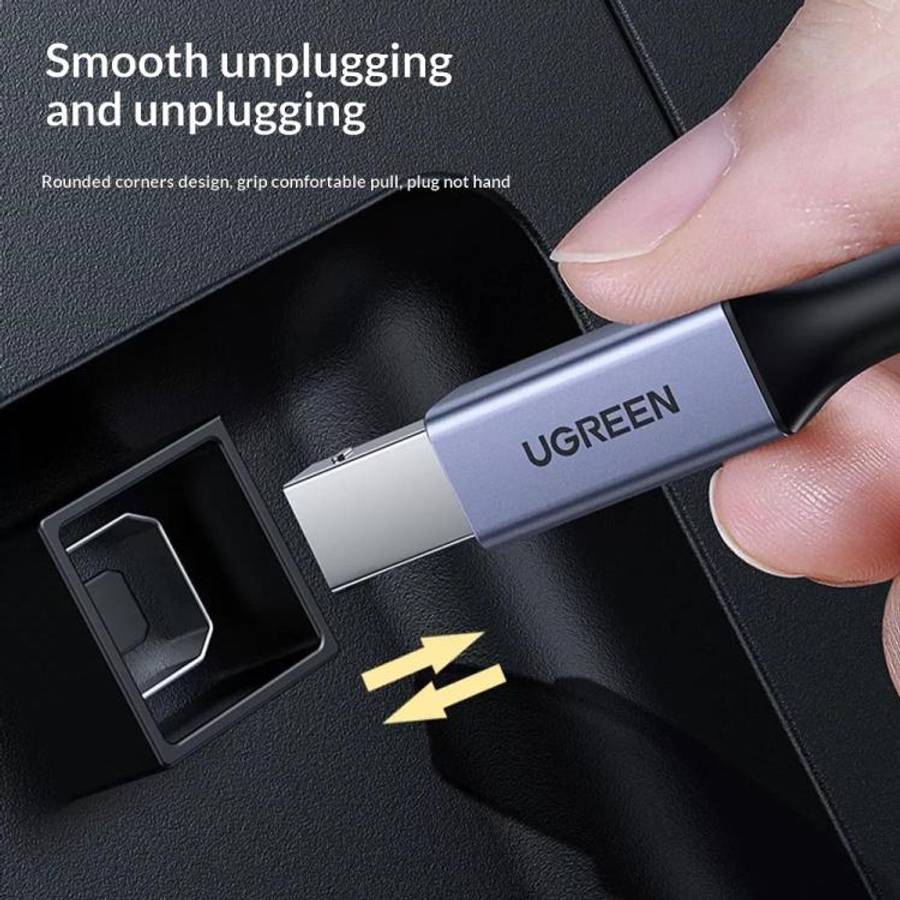 UGREEN US370 80805 USB C to USB B 2.0 Cable Braided Printer Cable, Length: 1m