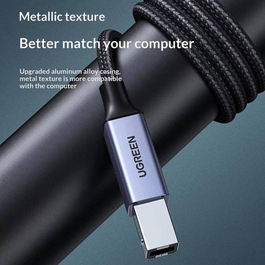 UGREEN US370 80805 USB C to USB B 2.0 Cable Braided Printer Cable, Length: 1m