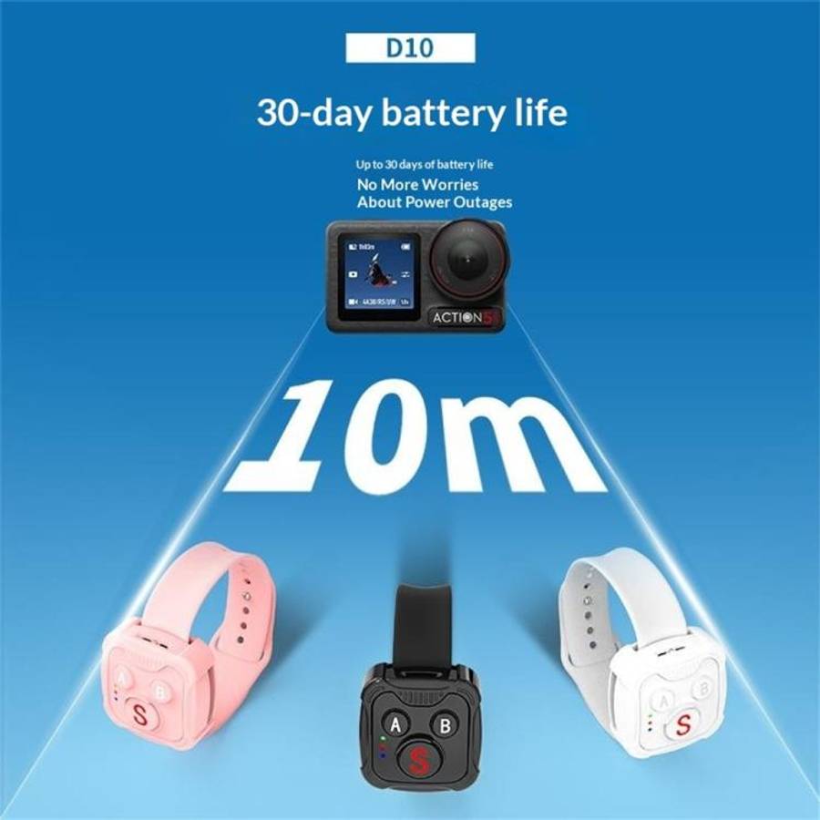 D10 Wireless Controller BT Remote Control For DJI Action, GoPro, Insta360 Action Cameras(Black)
