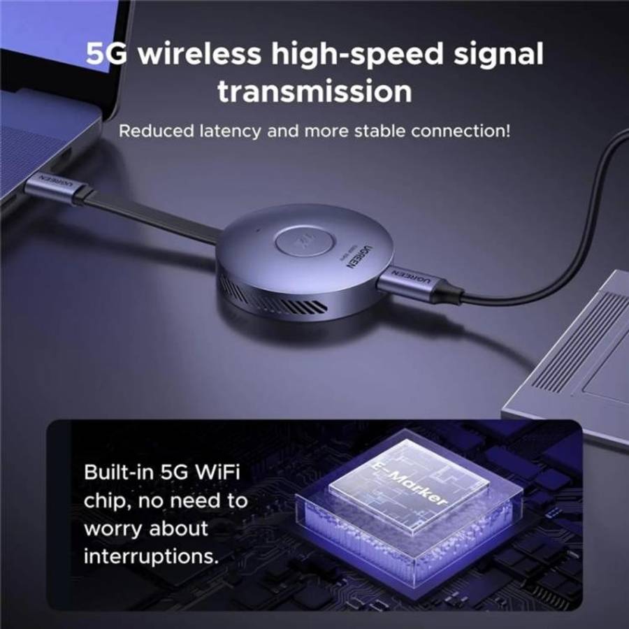 UGREEN S309-75500 HD 1080P / 60Hz 5.8G Magnetic Wireless Transmitter and Receiver Kit