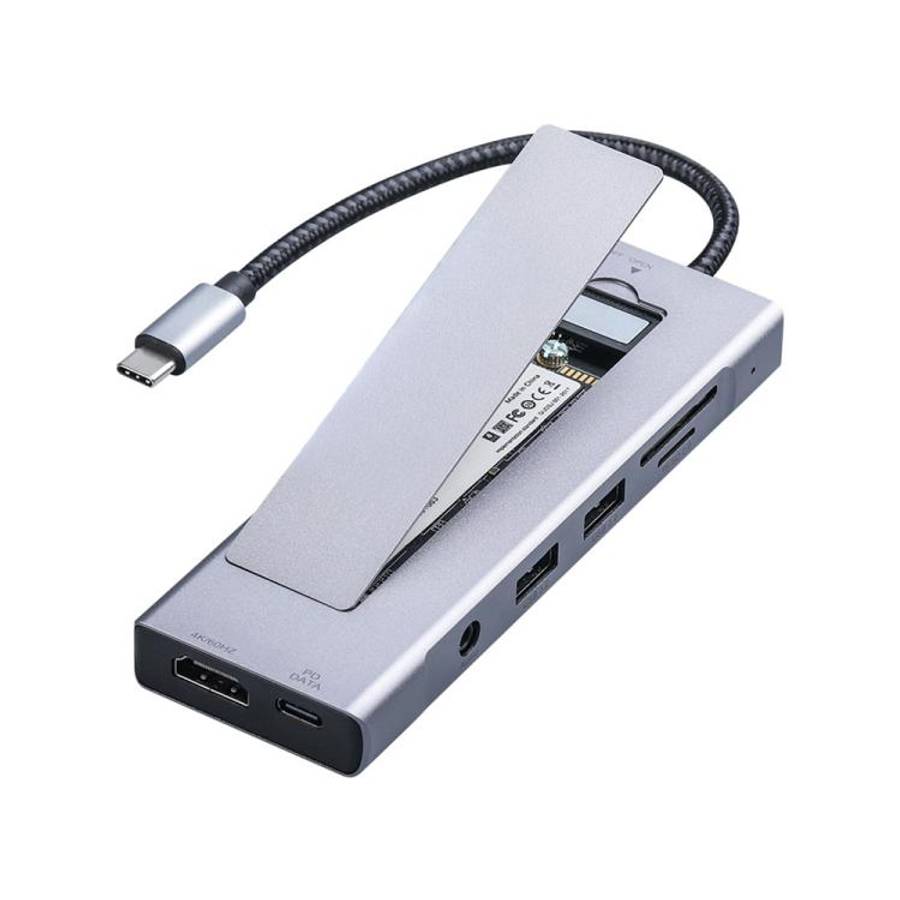 2605 4K HD M.2 NVMe Enclosure USB 3.2 Hub 8 in 1 Type-C Docking Station Card Reader