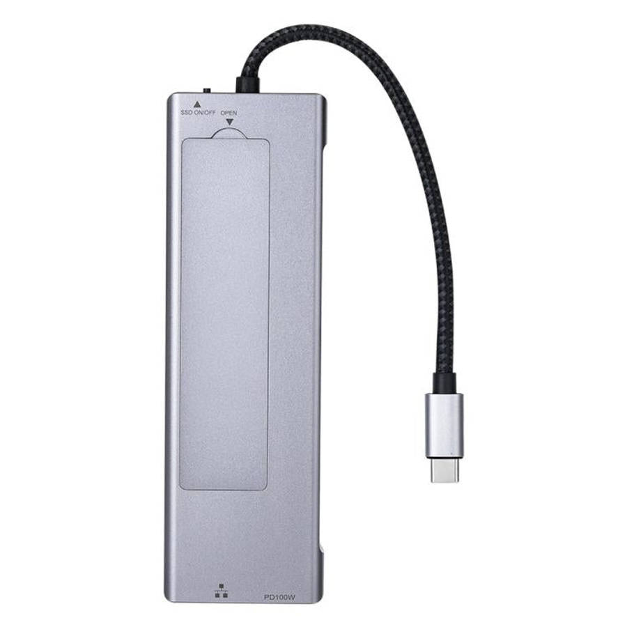2605 4K HD M.2 NVMe Enclosure USB 3.2 Hub 8 in 1 Type-C Docking Station Card Reader