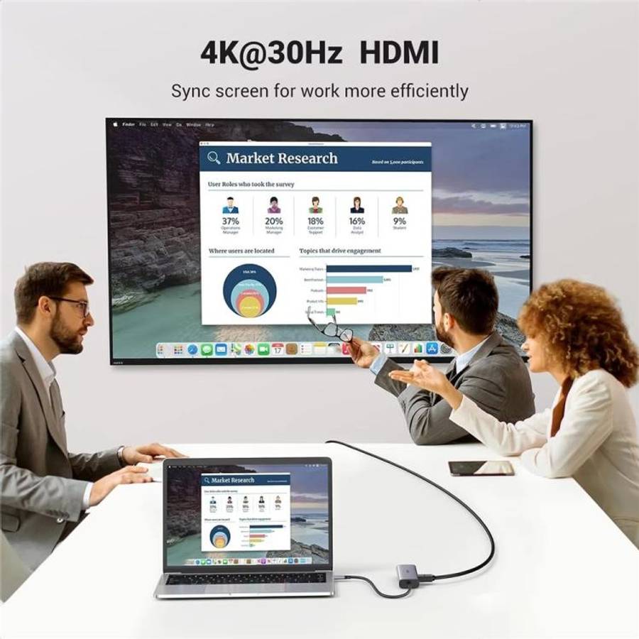 UGREEN CM512 90568 USB3.0 PD100W RJ45 SD / TF Card Reader 7 in 1 USB-C HUB