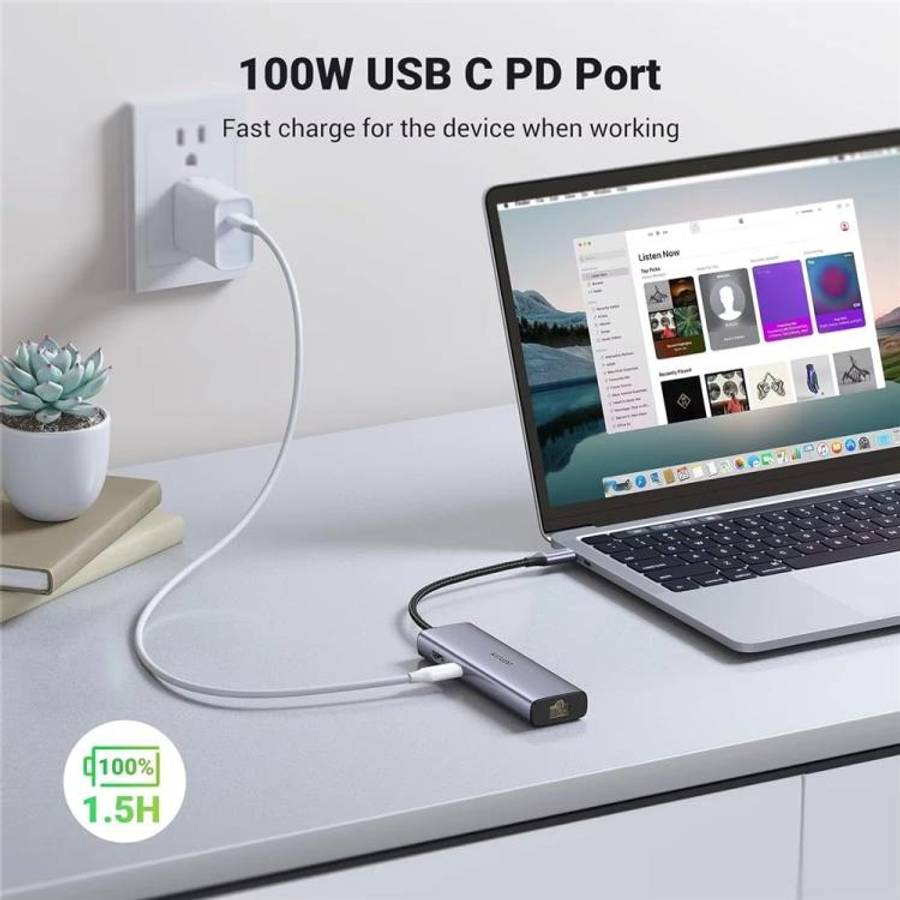 UGREEN CM512 90568 USB3.0 PD100W RJ45 SD / TF Card Reader 7 in 1 USB-C HUB