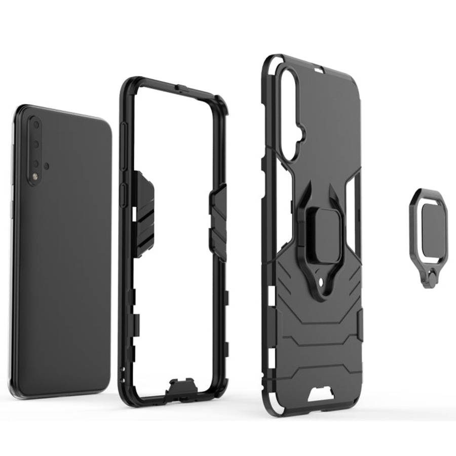 PC + TPU Shockproof Protective Case with Magnetic Ring Holder for Huawei Nova 5 / Nova 5 Pro(Red)