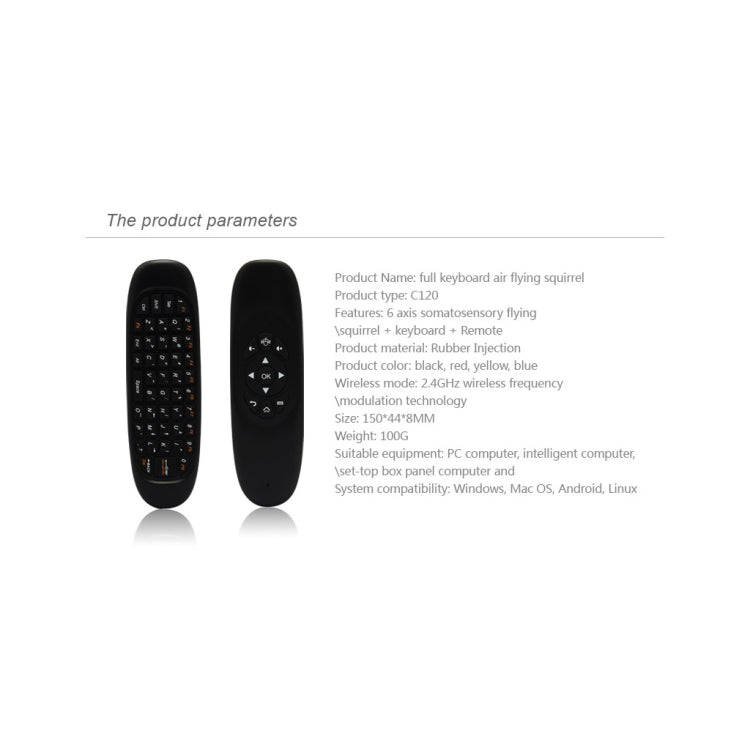 C120 2.4G Mini Keyboard Wireless Remote Mouse with 3-Gyro & 3-Gravity Sensor for PC / HTPC / IPTV...