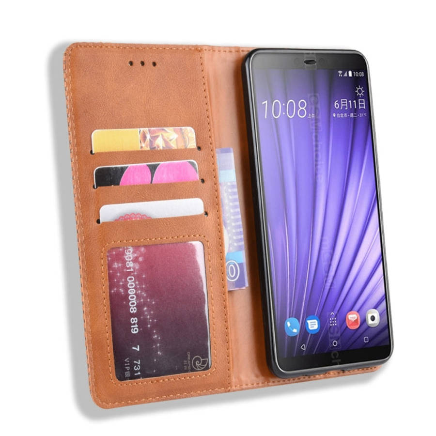 Magnetic Buckle Retro Crazy Horse Texture Horizontal Flip Leather Case for HTC U19E , with Holder...