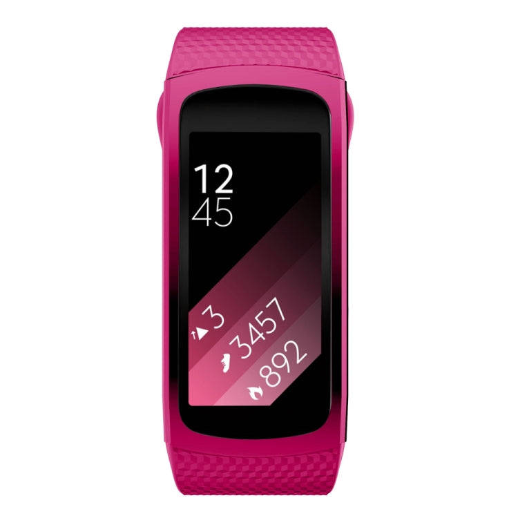 Silicone Watch Band for Samsung Gear Fit2 SM-R360, Wrist Strap Size:150-213mm(Rose Red)