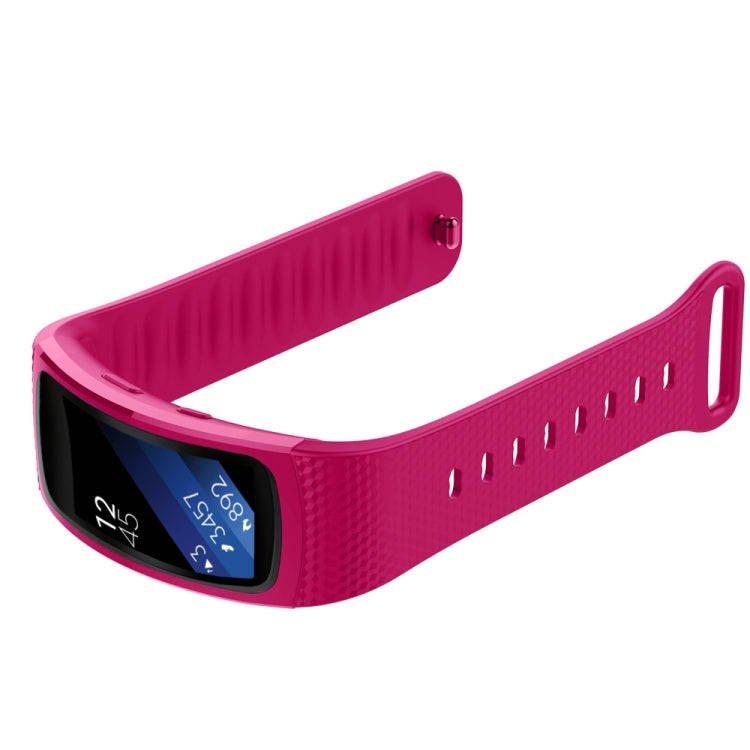 Silicone Watch Band for Samsung Gear Fit2 SM-R360, Wrist Strap Size:150-213mm(Rose Red)