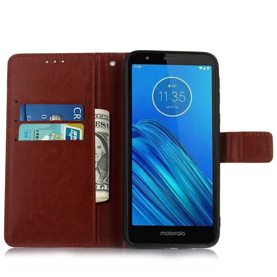 Retro Crazy Horse Texture Horizontal Flip Leather Case for Motorola Moto E6 , with Holder & Card ...