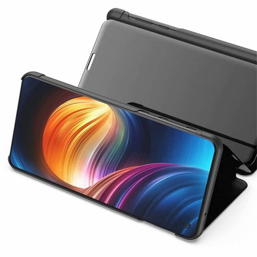 For Huawei Enjoy 10 Plus Plating Mirror Left and Right Flip Cover with Bracket Holster(Purple Blue)