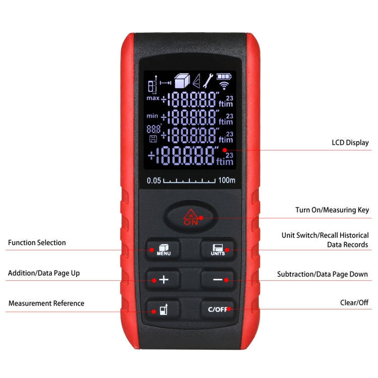 E100 Laser Rangefinder Laser Distance Meter Measuring Device Digital Handheld Tools Module Range ...