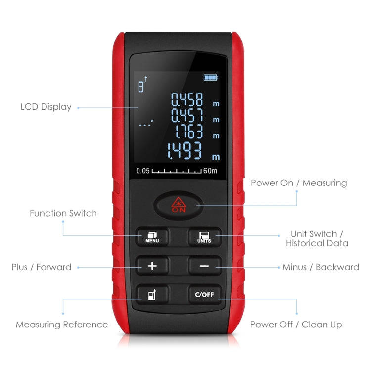 E60 Laser Rangefinder Laser Distance Meter Measuring Device Digital Handheld Tools Module Range 6...