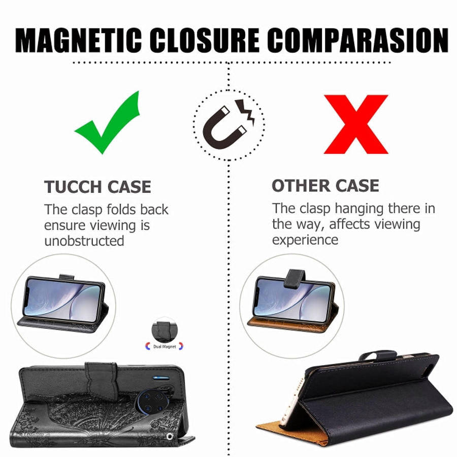 For Huawei Mate 30 Pro Butterfly Love Flower Embossed Horizontal Flip Leather Case with Bracket /...