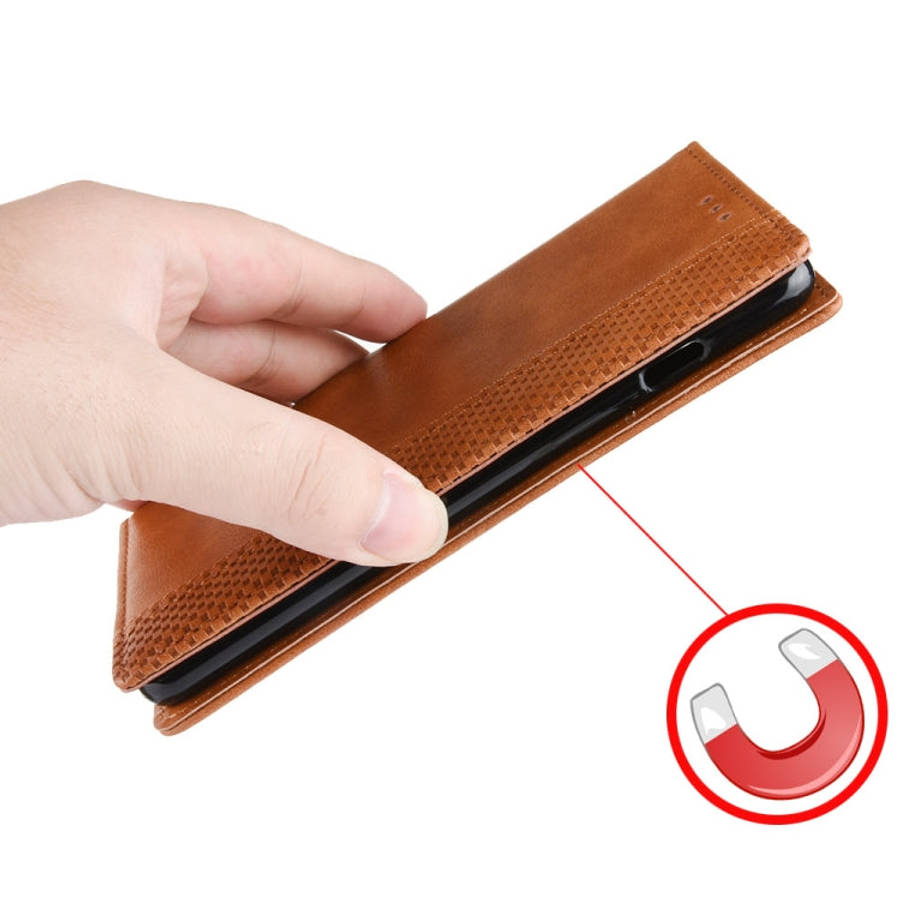 For OnePlus 7T Pro Magnetic Buckle Retro Crazy Horse Texture Leather Phone Case(Brown)