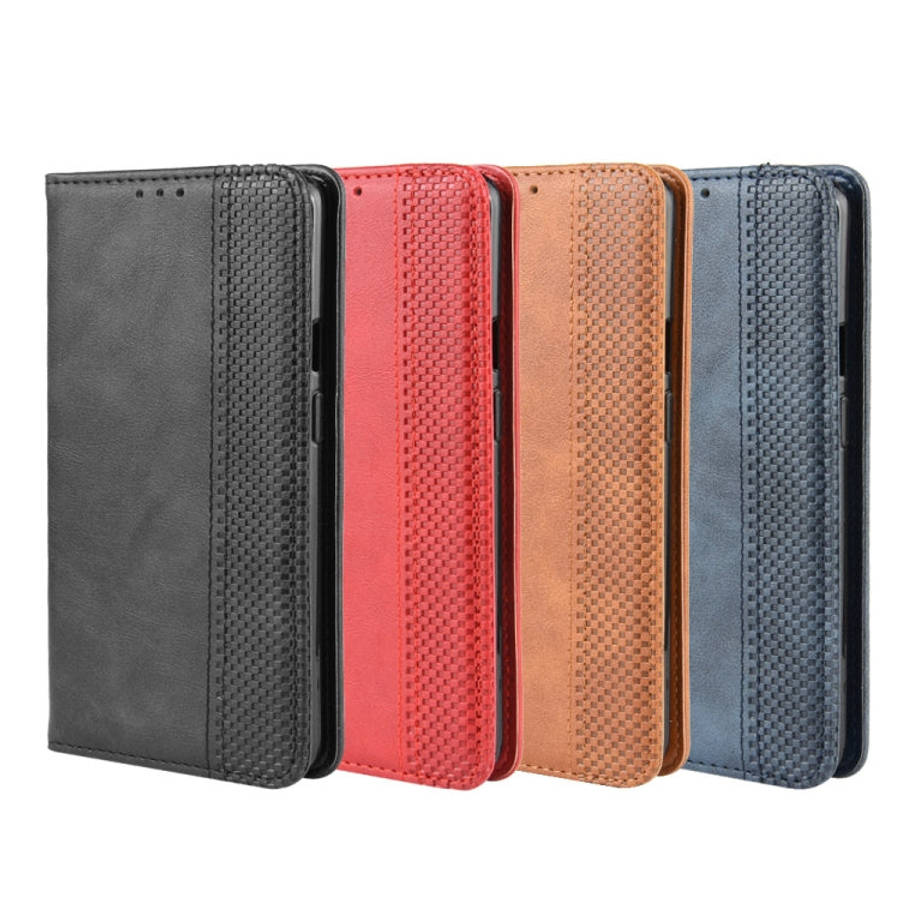For OnePlus 7T Pro Magnetic Buckle Retro Crazy Horse Texture Leather Phone Case(Brown)