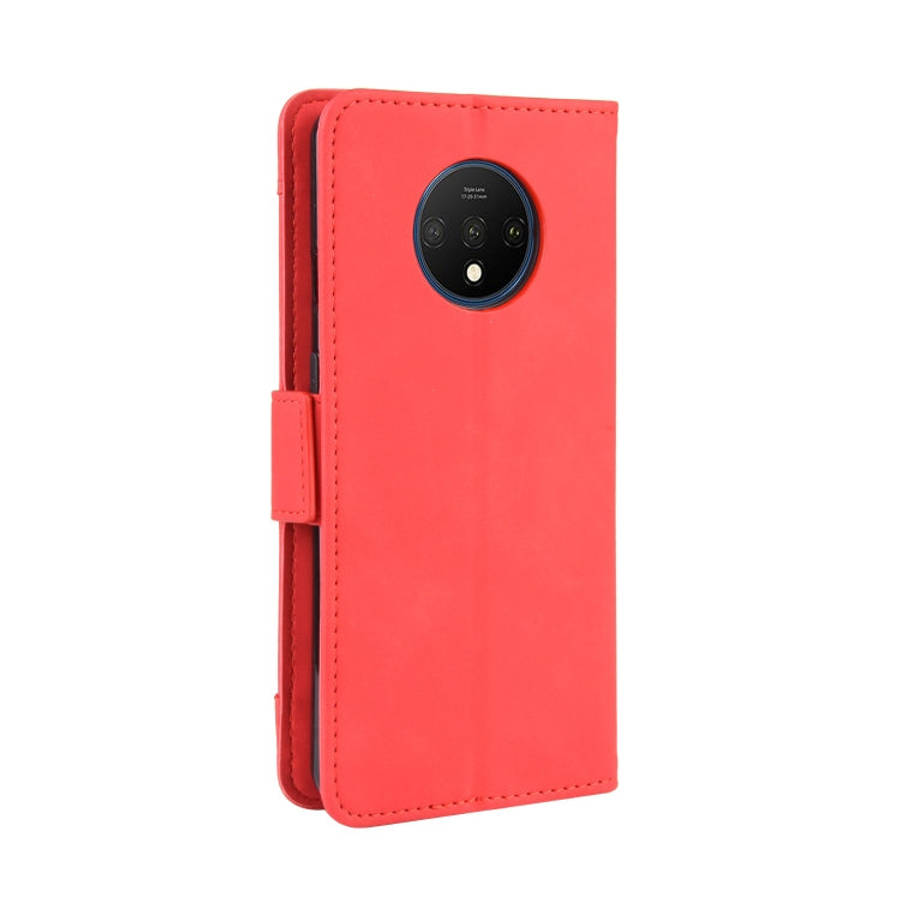 For OnePlus 7T Wallet Style Skin Feel Calf Pattern Leather Case with Separate Card Slot(Red)