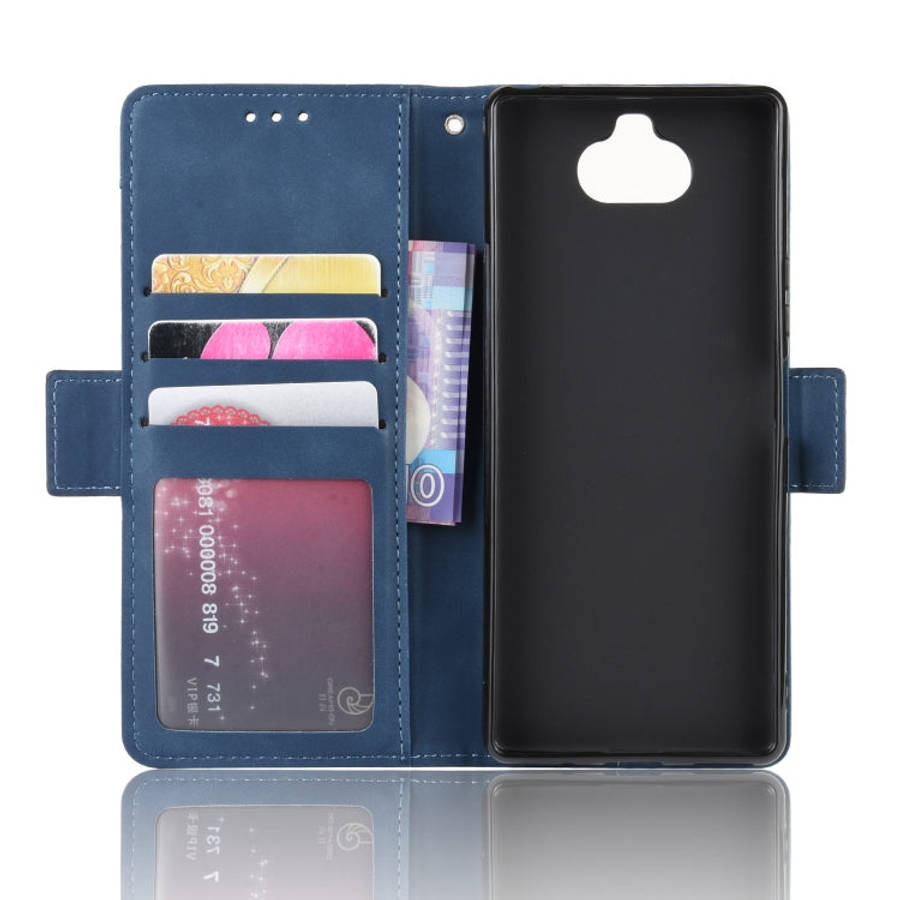 For Sony Xperia 8 Wallet Style Skin Feel Calf Pattern Leather Case with Separate Card Slot(Blue)