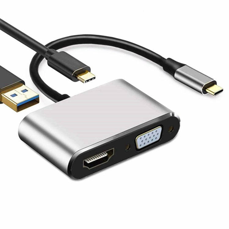 USB C to HDMI VGA 4K Adapter 4-in-1 Type C Adapter Hub to HDMI VGA USB 3.0 Digital AV Multiport A...