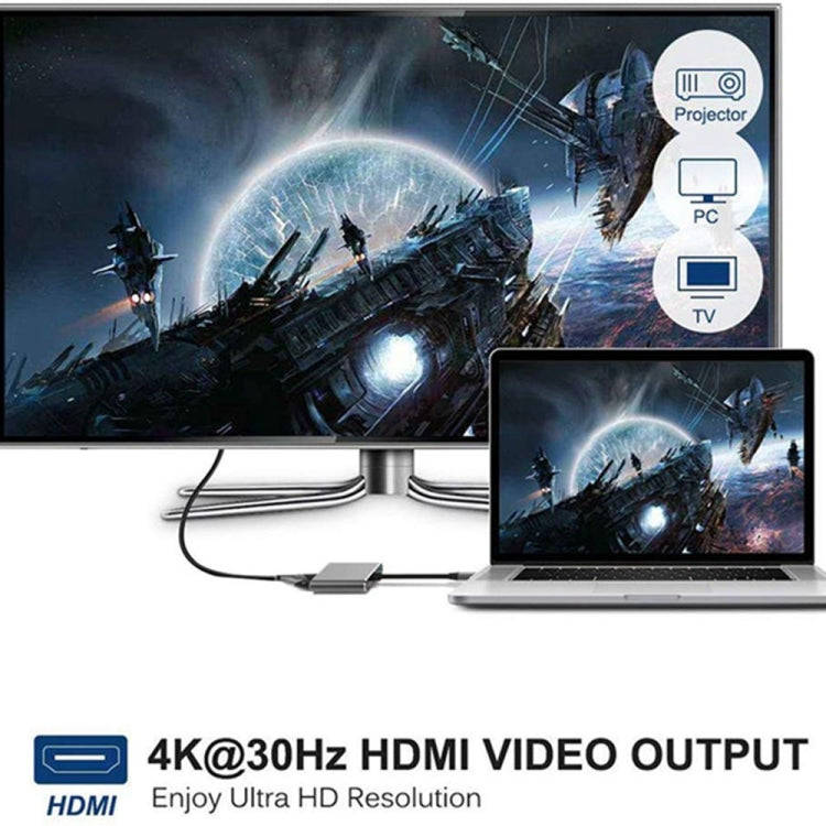 USB C to HDMI VGA 4K Adapter 4-in-1 Type C Adapter Hub to HDMI VGA USB 3.0 Digital AV Multiport A...