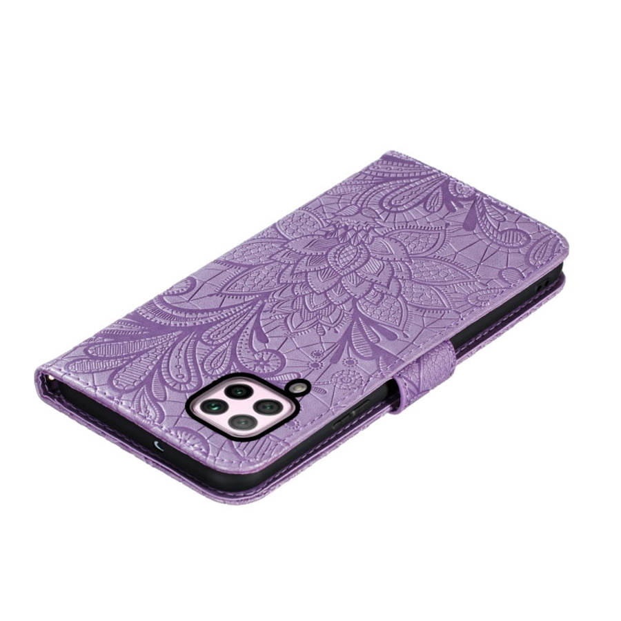 For Huawei P40Lite&Nova 6SE&Nova 7i Lace Flower Embossing Pattern Horizontal Flip Leather Case wi...