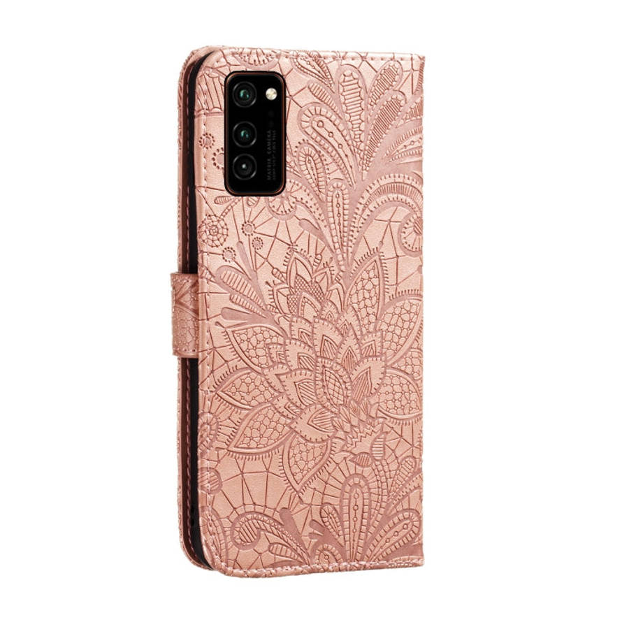 For Huawei Honor V30 & V30 Pro Lace Flower Embossing Pattern Horizontal Flip Leather Case with Ho...