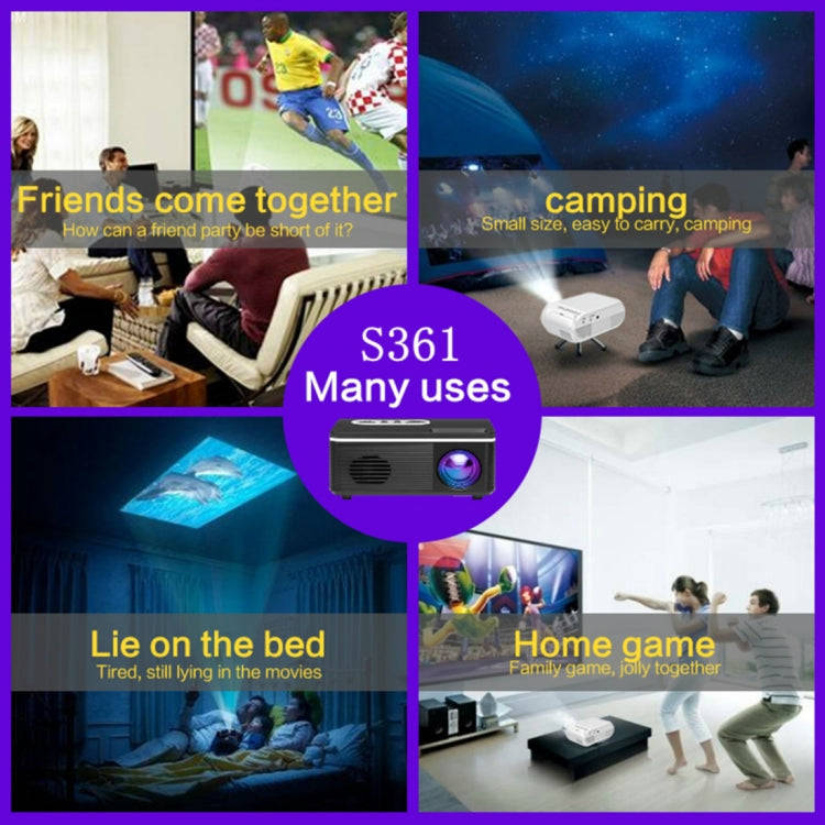 S361 80Lumens 320 x 240 Pixel Portable Mini Projector, Support 1080P, AU Plug(Black)