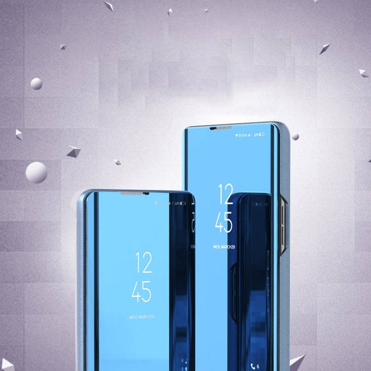 For Huawei P40 Pro  Plated Mirror Horizontal Flip Leather Case with Holder(Blue)