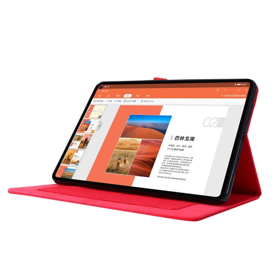 For Huawei Matepad Pro 10.8 Fabric + TPU Flat Protective case With Name Card Clip(Red)