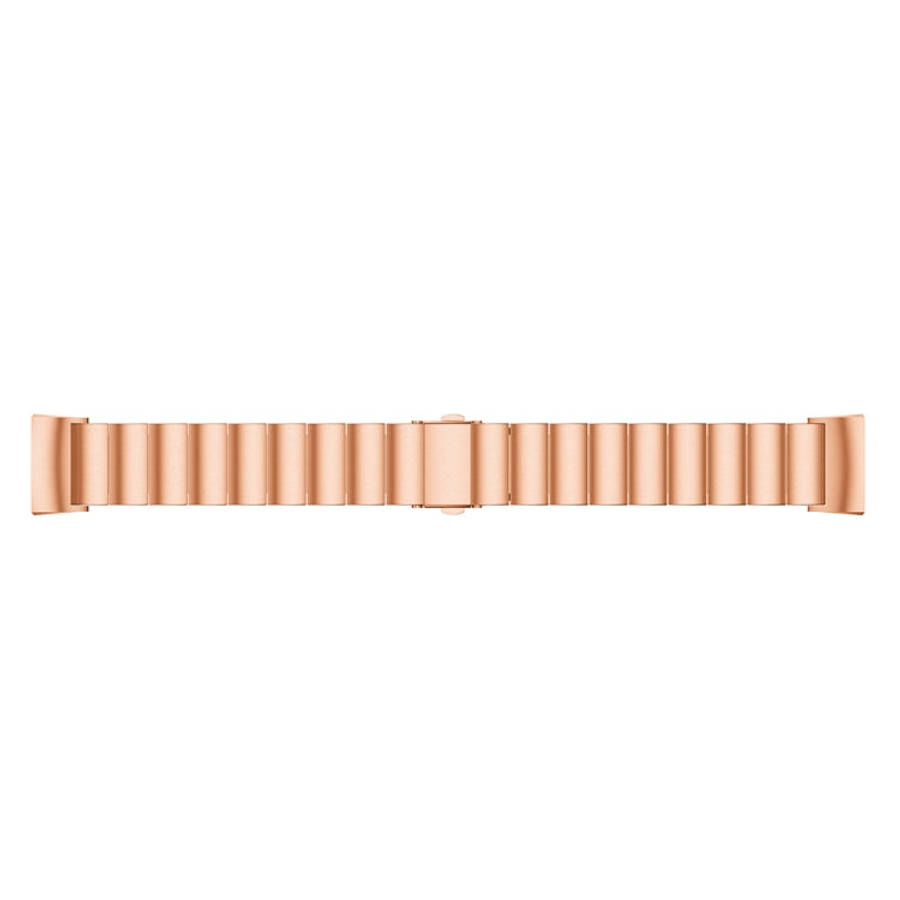 One Beads Slingshot Buckle Solid Stainless Steel Watch Band for Fitbit Charge 4(Rose Gold)