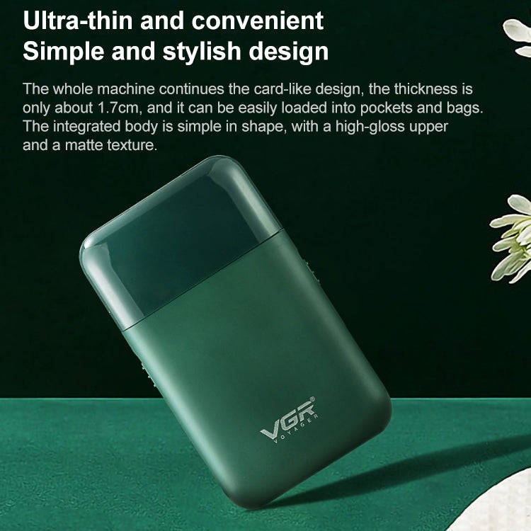 VGR V-390 5W USB Portable Reciprocating Electric Shaver (Green)