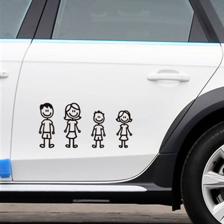10 PCS Family Member Pattern Vinyl Decorative Auto Decal Cartoon Car Sticker (Black)