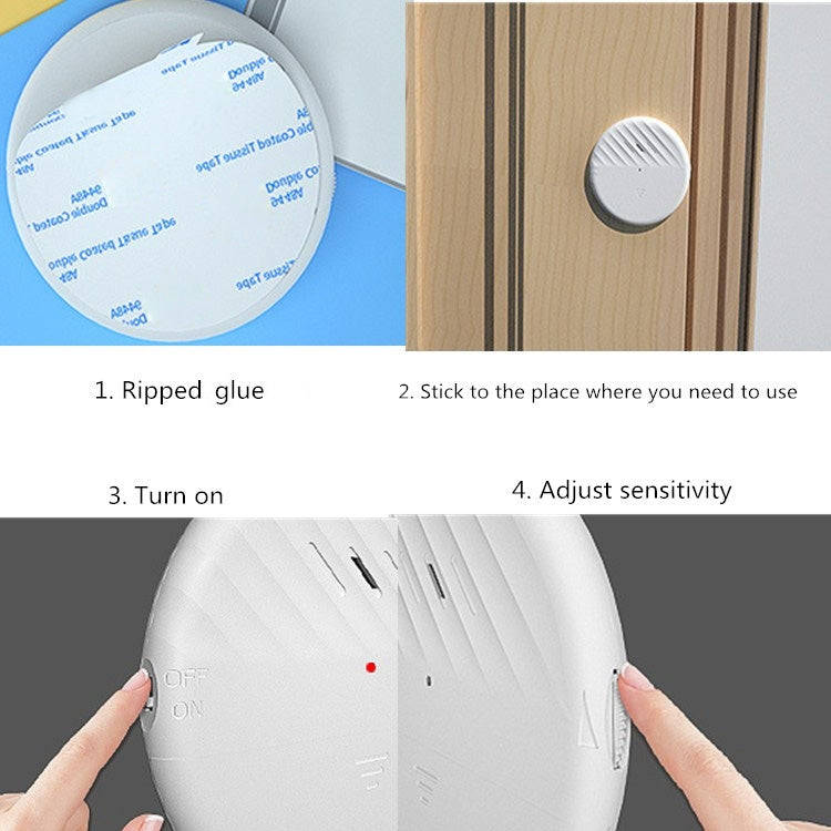 C100 125dB Vibration Sensor Alarm Door and Window Alarm Home Personal Anti-theft Alarm(Black)