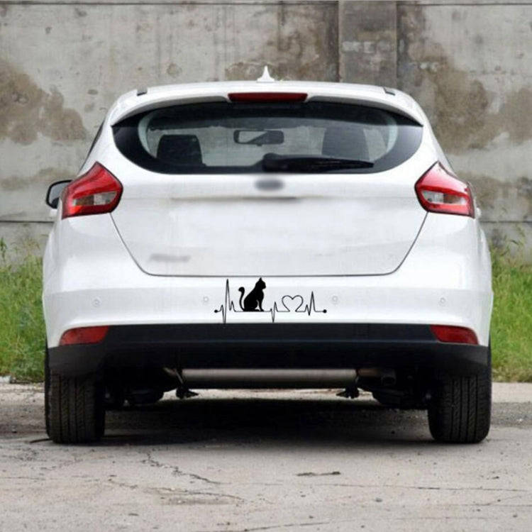 10 PCS Cat Heartbeat Lifeline Shape Vinyl Decal Creative Car Stickers Car Styling Truck Accessori...