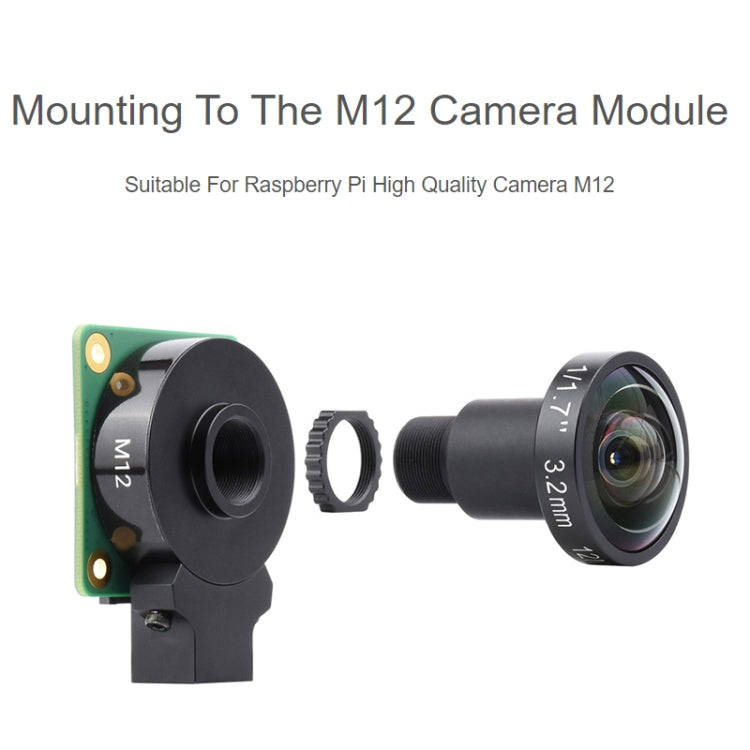 Waveshare WS1603212 For Raspberry Pi M12 High Resolution Lens, 12MP, 160 Degree FOV, 3.2mm Focal ...