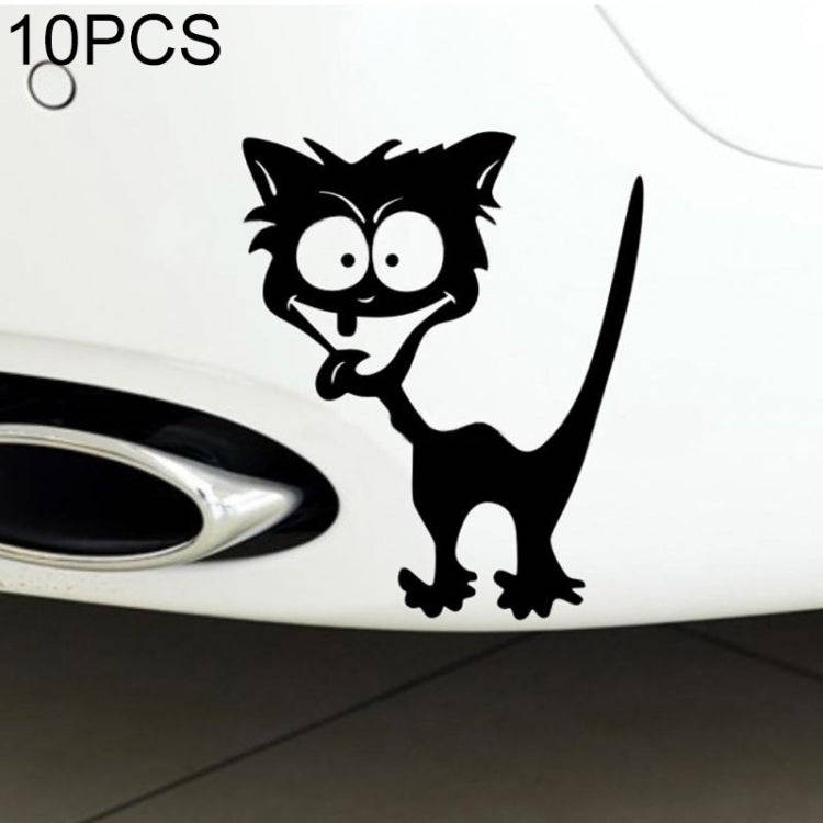 10 PCS Cat Pattern Car Styling Sticker Reflective Waterproof Vinyl Funny Car Sticker, Size: 13×1...