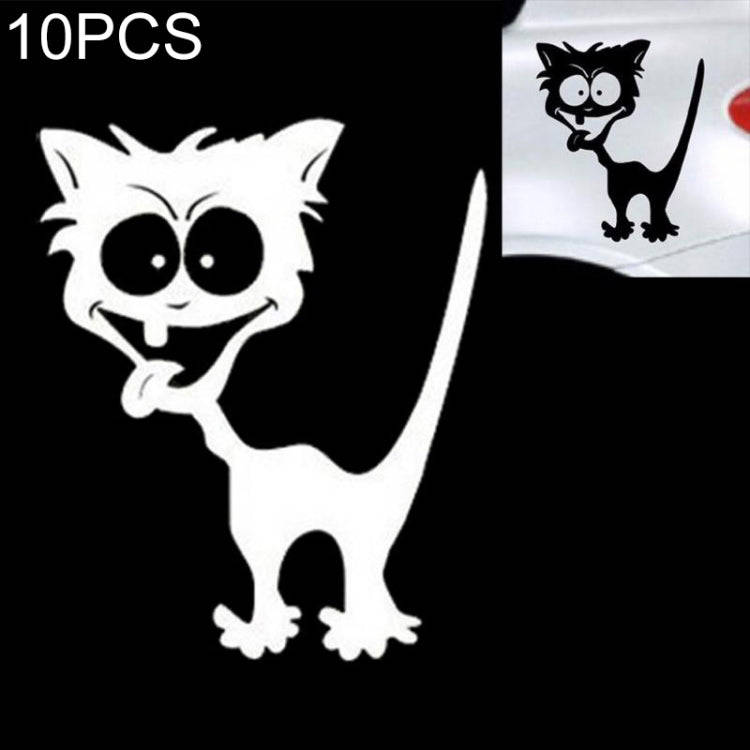 10 PCS Cat Pattern Car Styling Sticker Reflective Waterproof Vinyl Funny Car Sticker, Size: 13×1...