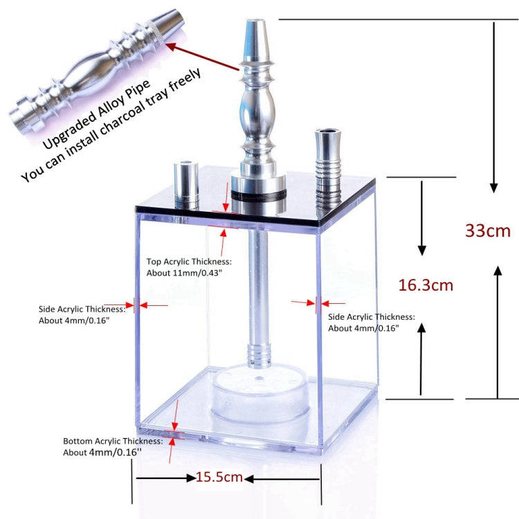 Square Acrylic Hookah Set(Pink)
