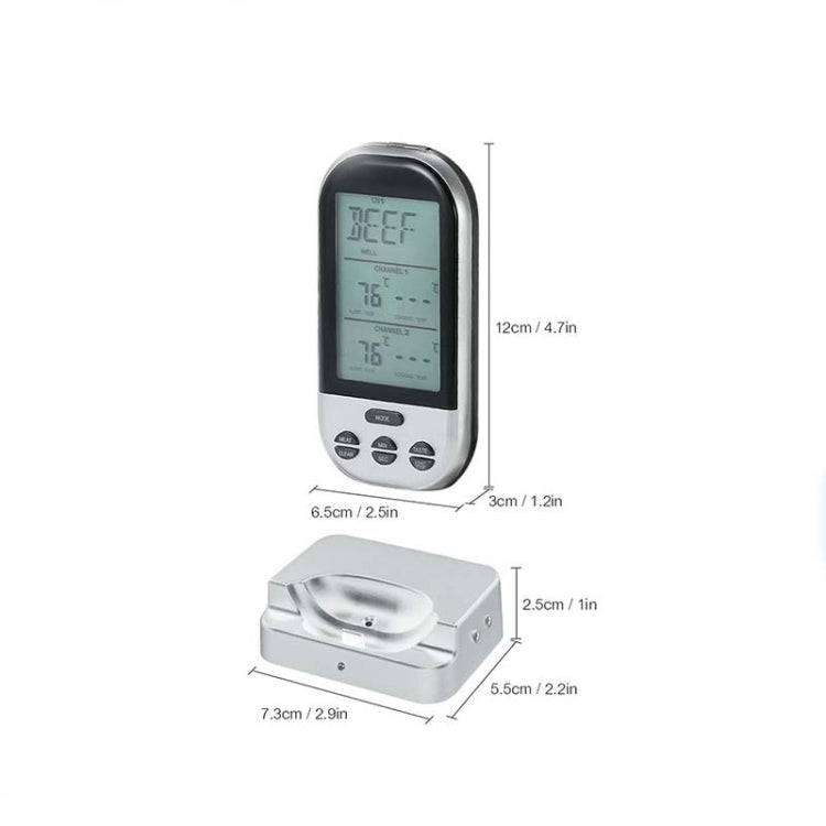 Double Probes Wireless Digital Kitchen Thermometer LCD Display Temperature Timer Alarm for Cookin...