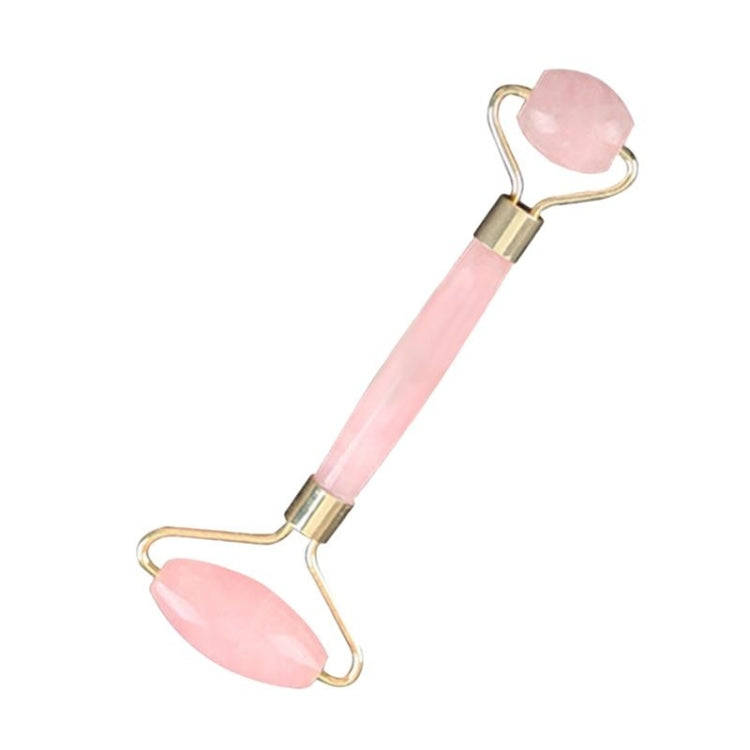 Double Head Massage Roller Natural Rose Crystal Quartz Jade Stone Anti Cellulite Wrinkle Facial B...