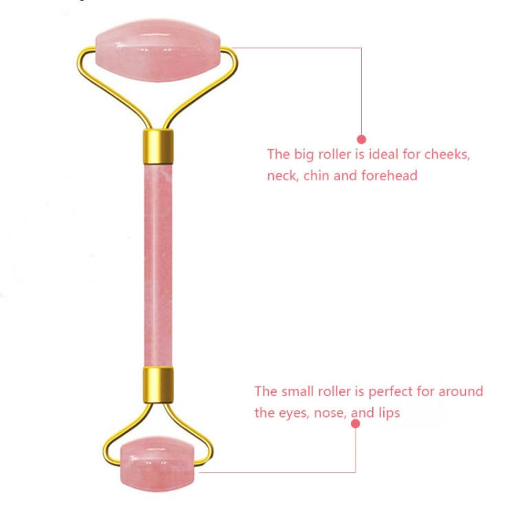 Double Head Massage Roller Natural Rose Crystal Quartz Jade Stone Anti Cellulite Wrinkle Facial B...