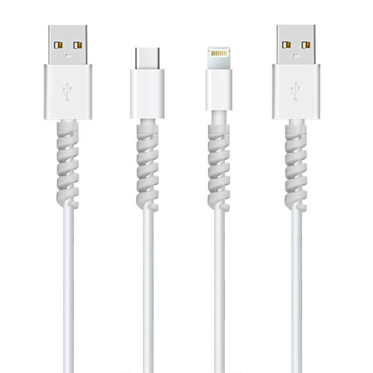 4pcs Spiral Style Silicone Data Cable Protective Cover Anti-wire Break Winder(Gray)