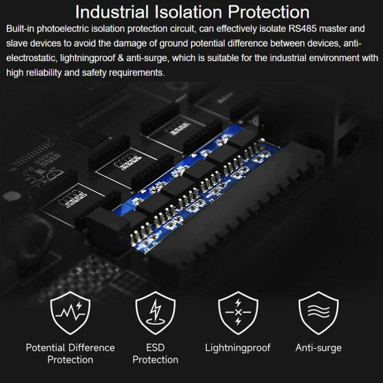 Waveshare RS485-HUB-8P Industrial-grade Isolated 8-ch RS485 Hub, Rail-mount Support, Wide Baud Ra...