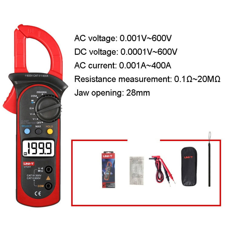 UNI-T UT201 400A Digital Clamp Multimeter AC/DC Voltage Detector