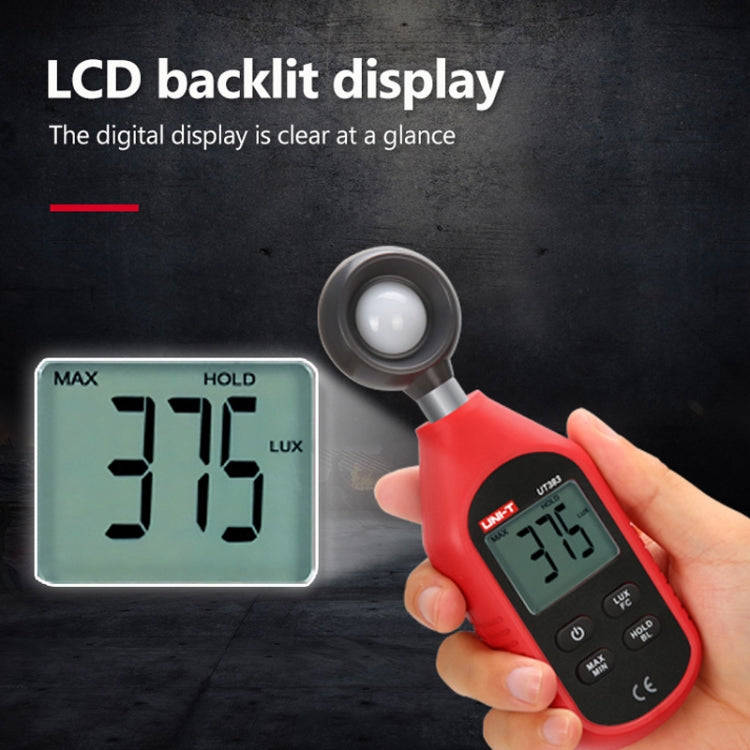 UNI-T UT383 200,000 LUX Digital Luxmeter Luminance Light Meter With LCD Backlit Display
