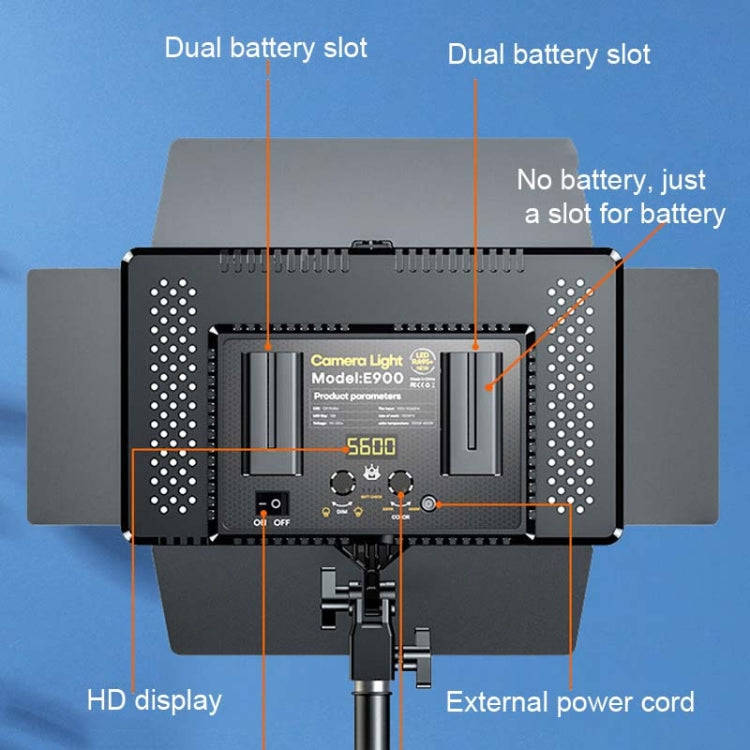 E900  55W  3000K-6500K Flat Panel Lights Live Broadcast Fill Light Knob Battery Model