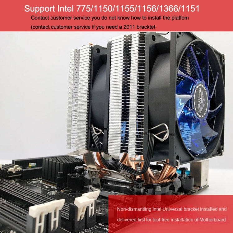 Desktop Computer 6 Copper Tube CPU Radiator Super Quiet PWM Double Fan