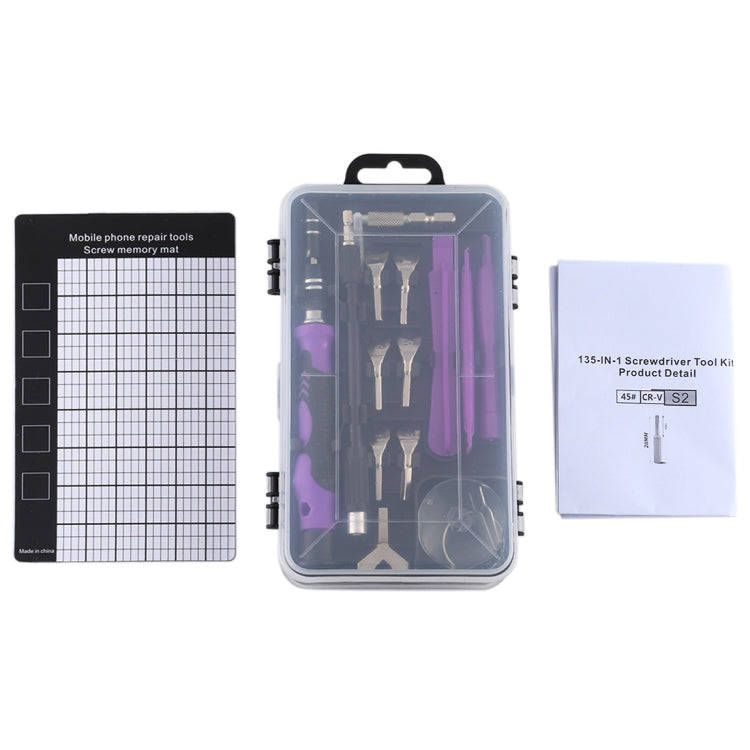 135 in 1 DIY Mobile Phone Disassembly Tool Clock Repair Multi-function Tool Screwdriver Set(Black...