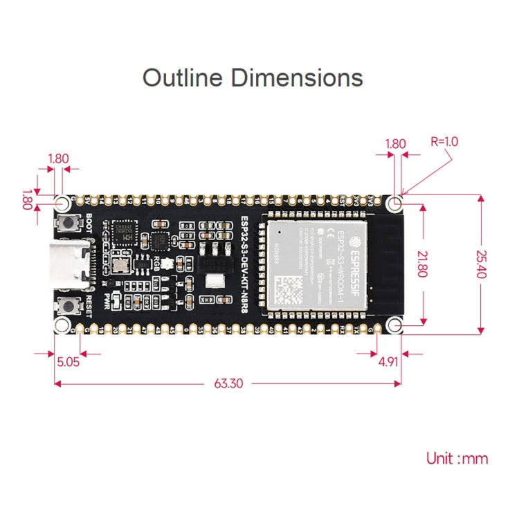 Waveshare ESP32-S3 Microcontroller 2.4GHz Wi-Fi Development Board ESP32-S3-WROOM-1-N8R8 Module St...